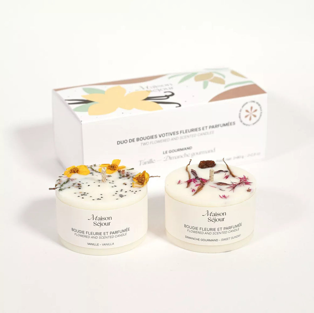 Coffret de deux bougies végétales Le gourmand