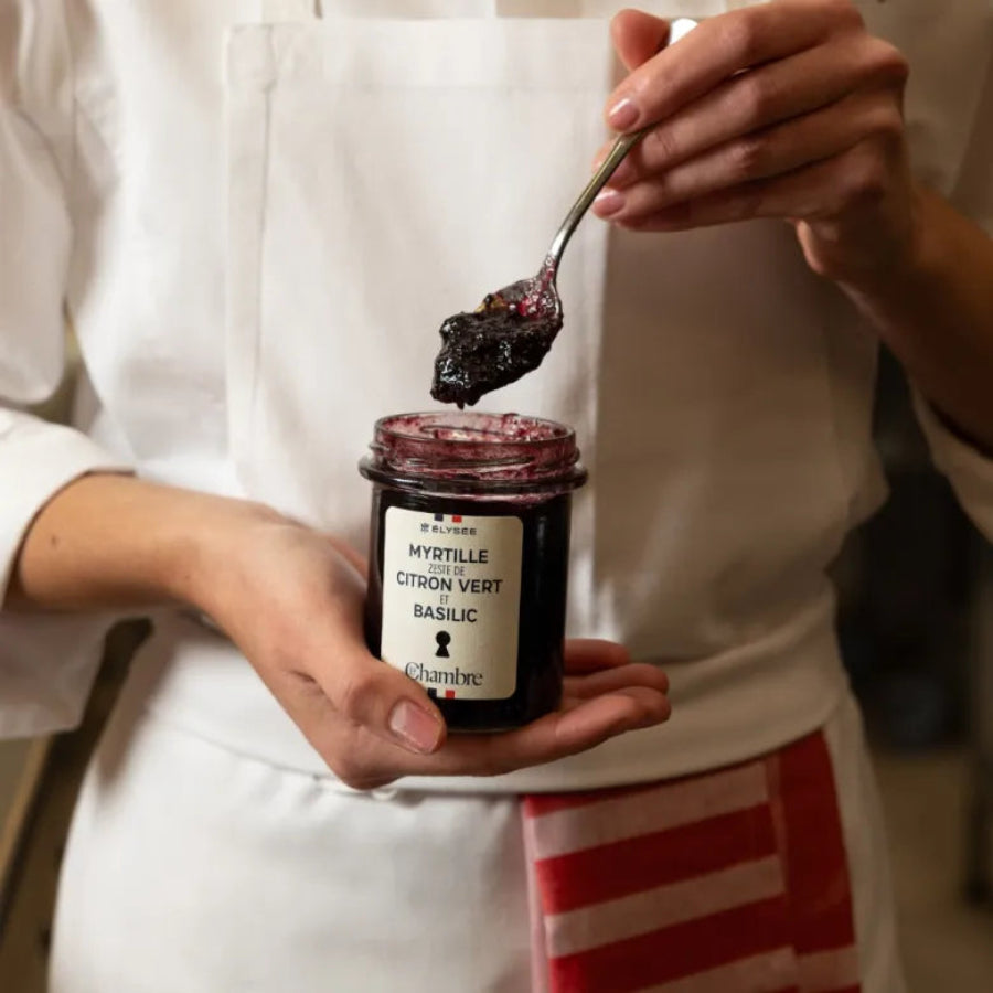 confiture artisanale parisienne myrtille zeste de citron vert et basilic