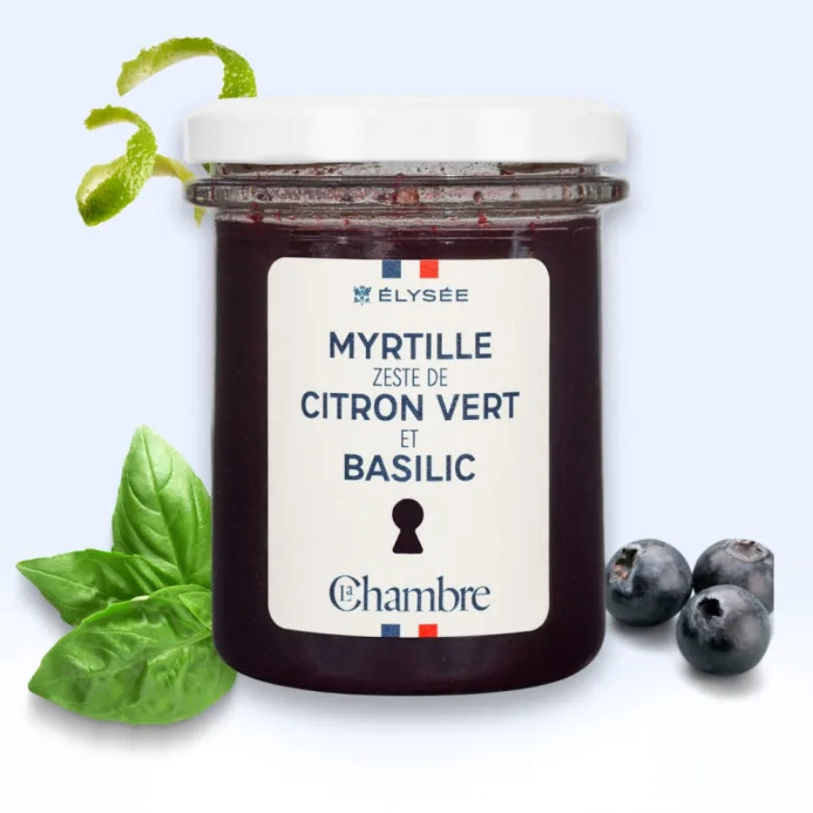 confiture myrtille zeste de citron vert et basilic