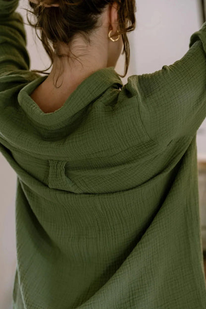 Chemise de pyjama en gaze de coton bio DAPHNÉ KAKI