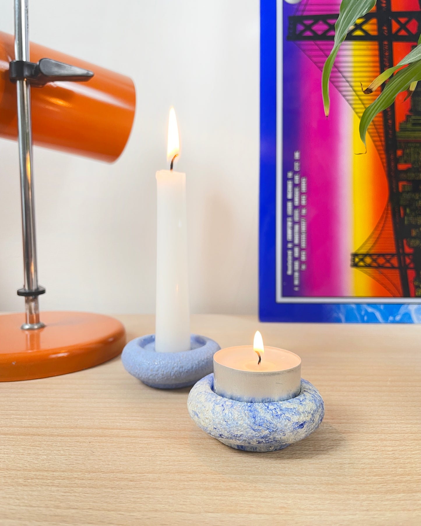 duo de bougeoir en coquille d'oeuf bleu et azuro