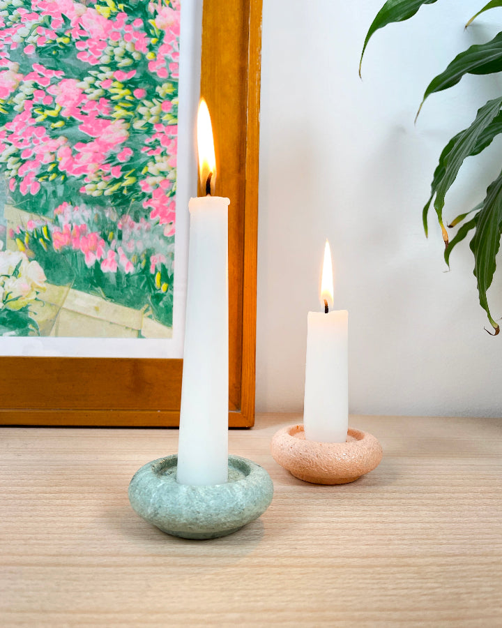 duo de bougeoir en coquille d'oeuf kiwi et orange