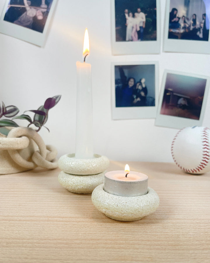 duo de bougeoirs en coquille d'oeuf nature