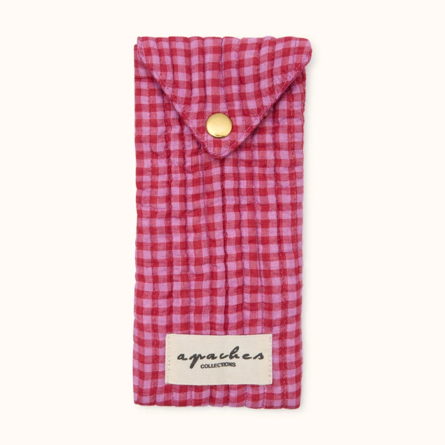 pochette coton apaches à carreaux rose