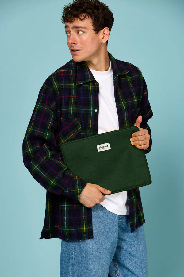 housse d'ordinateur vert sapin hindbag