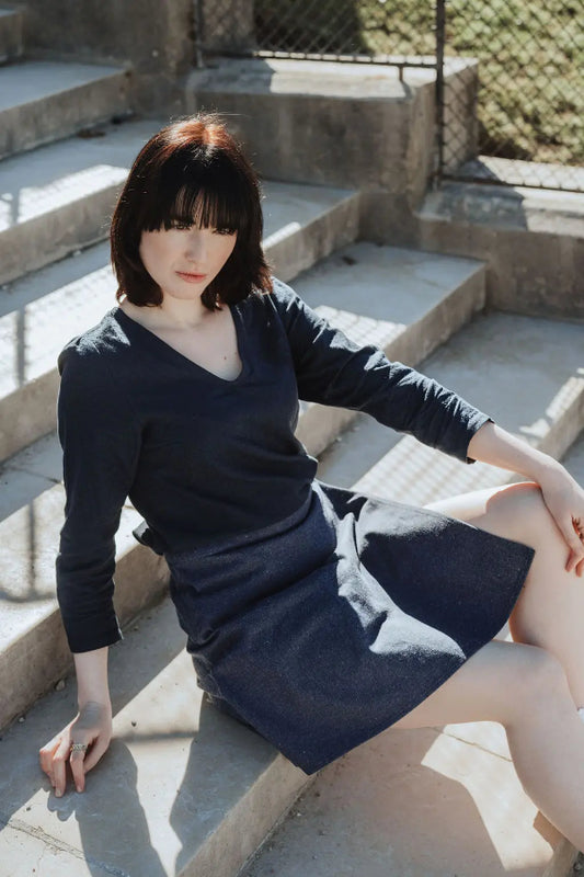 jupe short denim foncé sevenlie