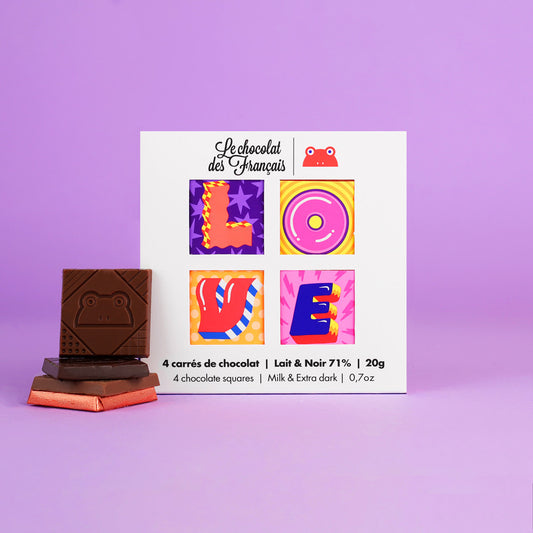 Coffret de 4 carrés de chocolat Bio