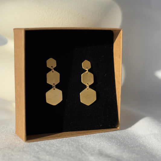 boucles d'oreilles argent doré pendantes géométriques