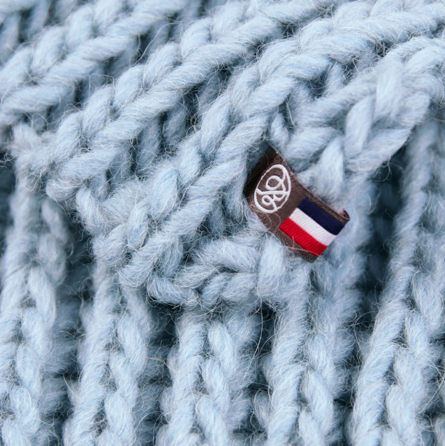 plaid made in france bleu ciel