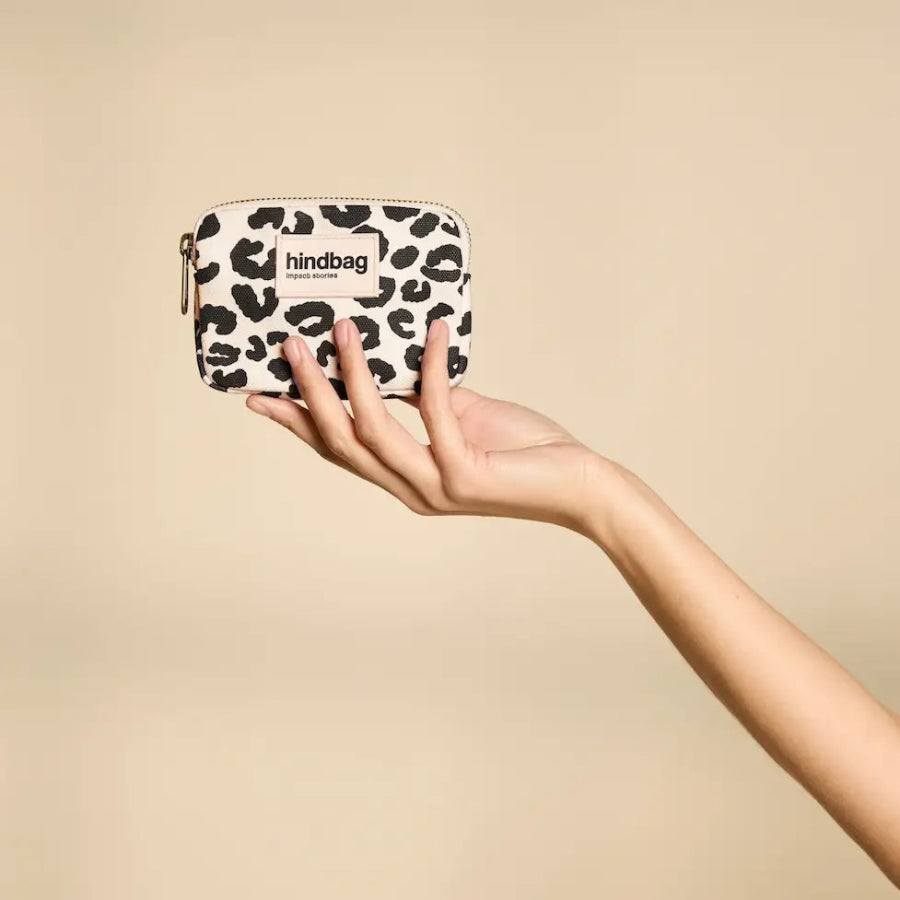 porte monnaie léopard écru