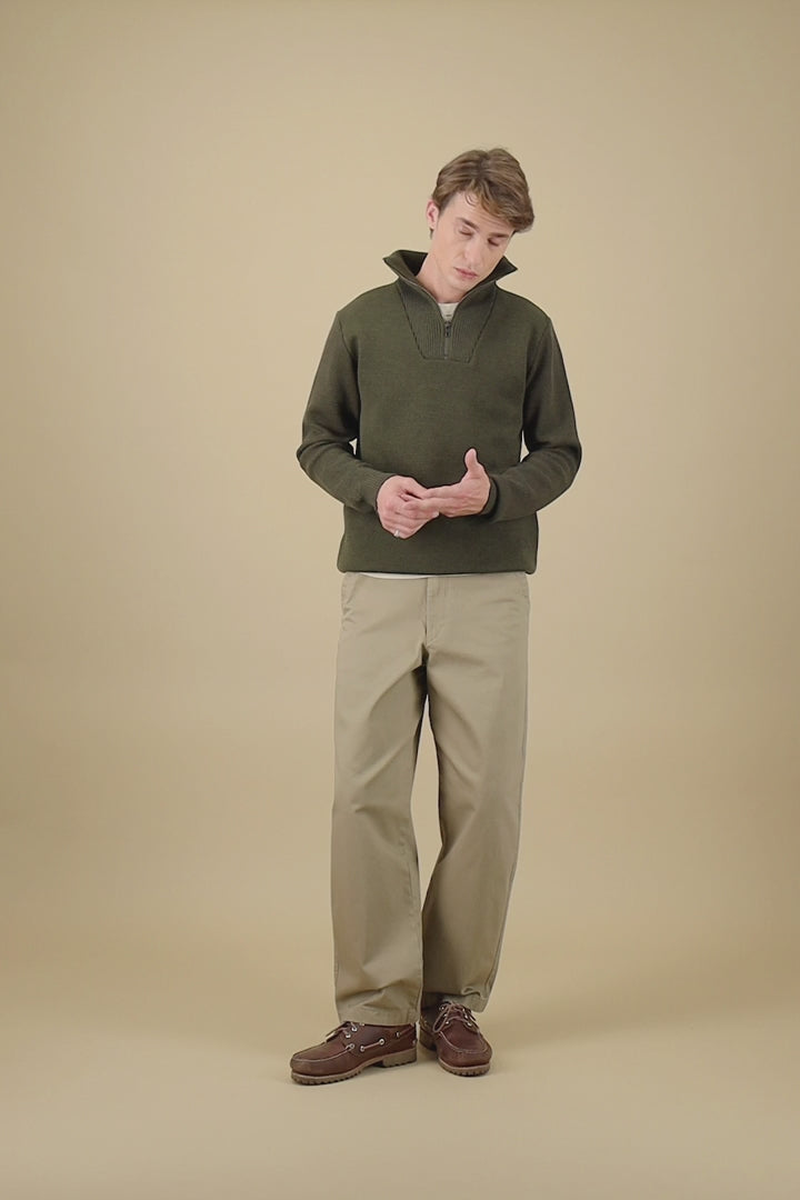 Pull Youri camionneur - Kaki atelier français