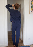 Pantalon de pyjama en gaze de coton bio DAPHNÉ BLEU