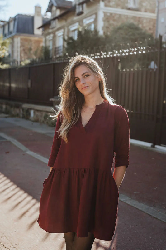 robe évasée bordeaux