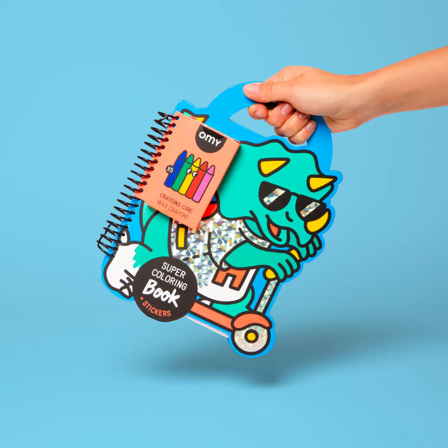super coloring & stickers book dino omy
