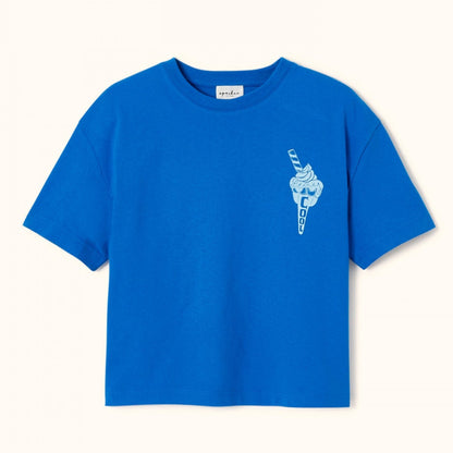 t-shirt bleu oversize glace