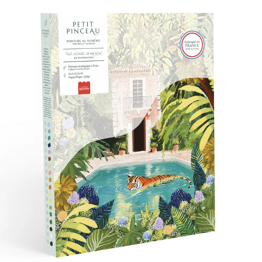 peinture au numéro tiger relaxing in my pool
