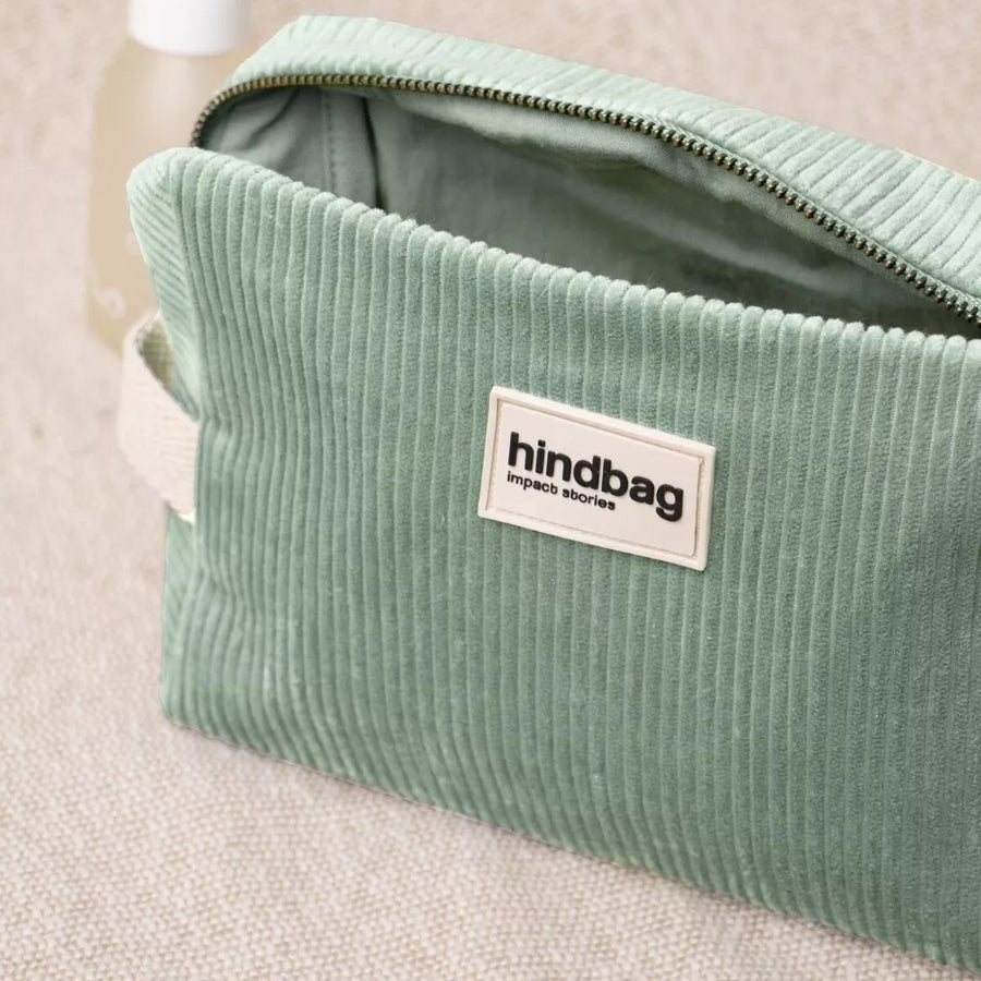 trousse de toilette hindbag velours vert d'eau