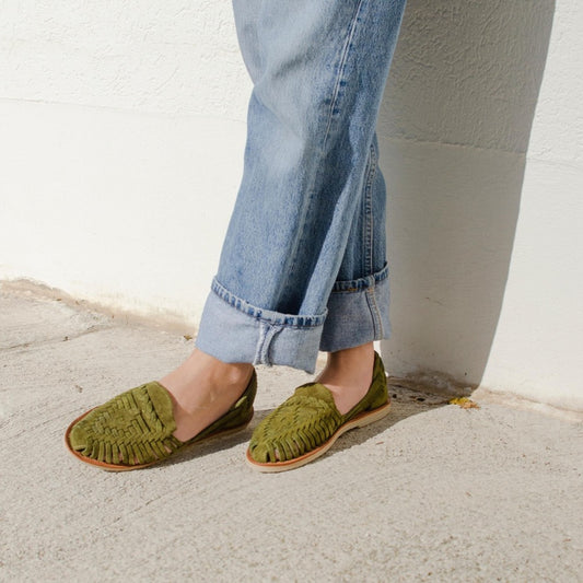 Chaussure Huarache Alegre en daim olive de la marque Mapache