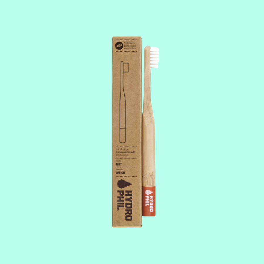 Brosse à dents en bambou pour enfant Hydrophil rouge