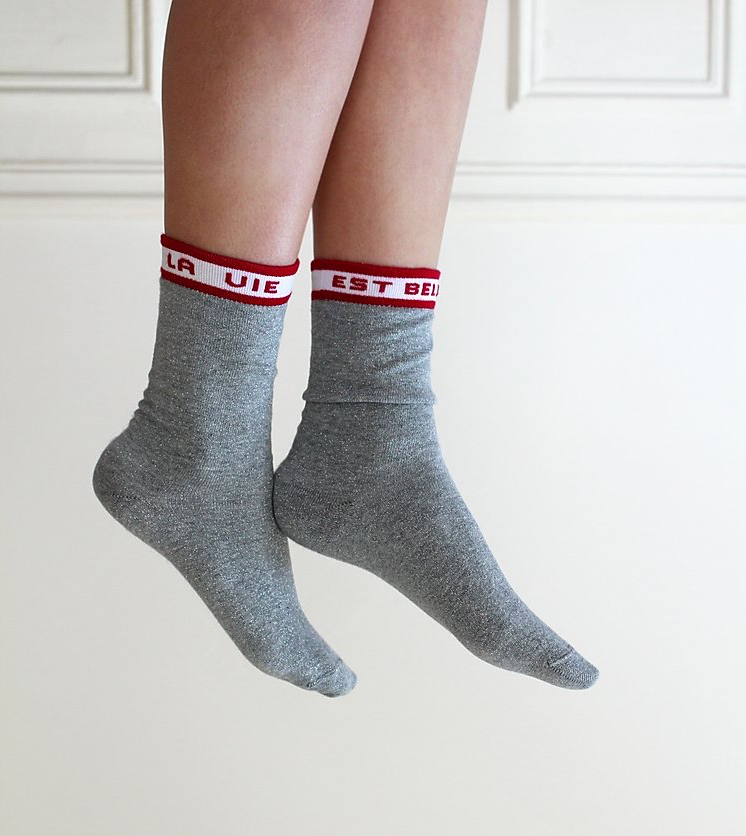 Chaussettes made in France Maison causette gris à paillettes