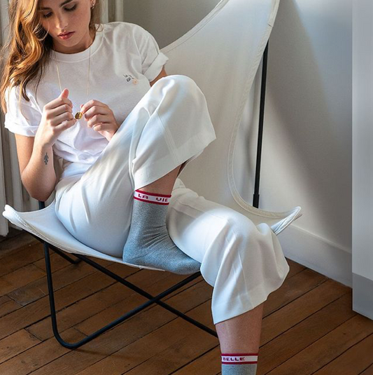 Chaussettes made in France Josette la belle gris à paillettes - Maison causettes