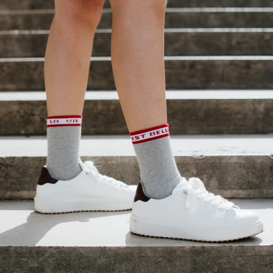 Chaussettes made in France Josette la belle gris à paillettes - Maison causettes