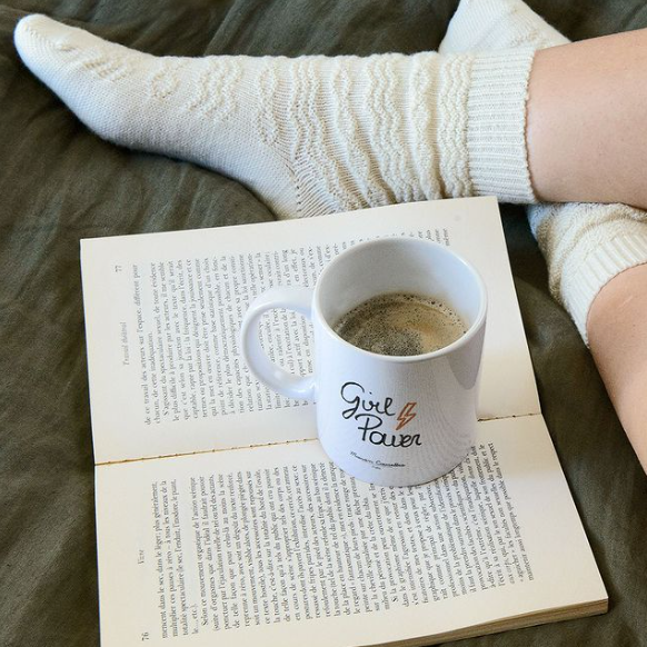 Chaussettes made in France Maison causette en laine mérinos blanches