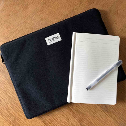 Housse d'ordinateur 13 pouce noire en coton bio