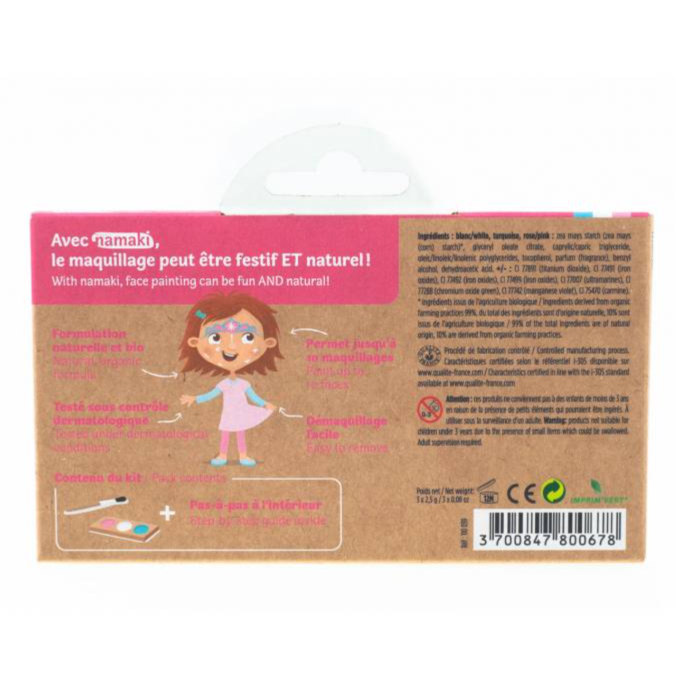 Maquillage déguisement bio et naturel princesse et licorne