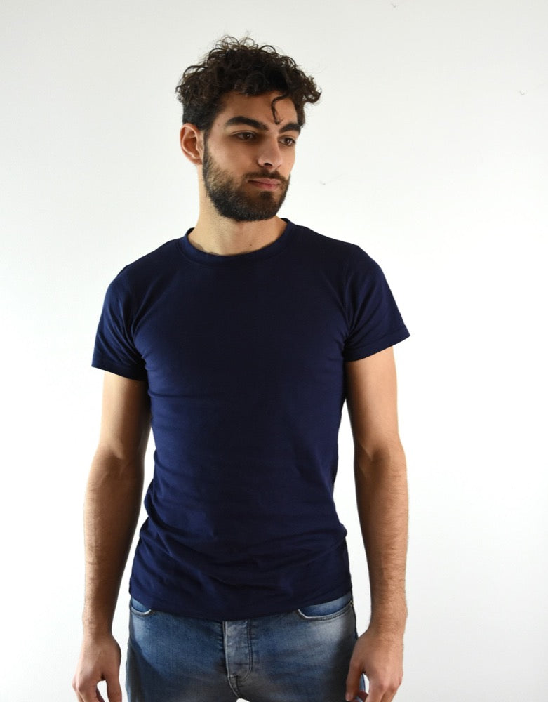 T-shirt en coton bio bleu homme