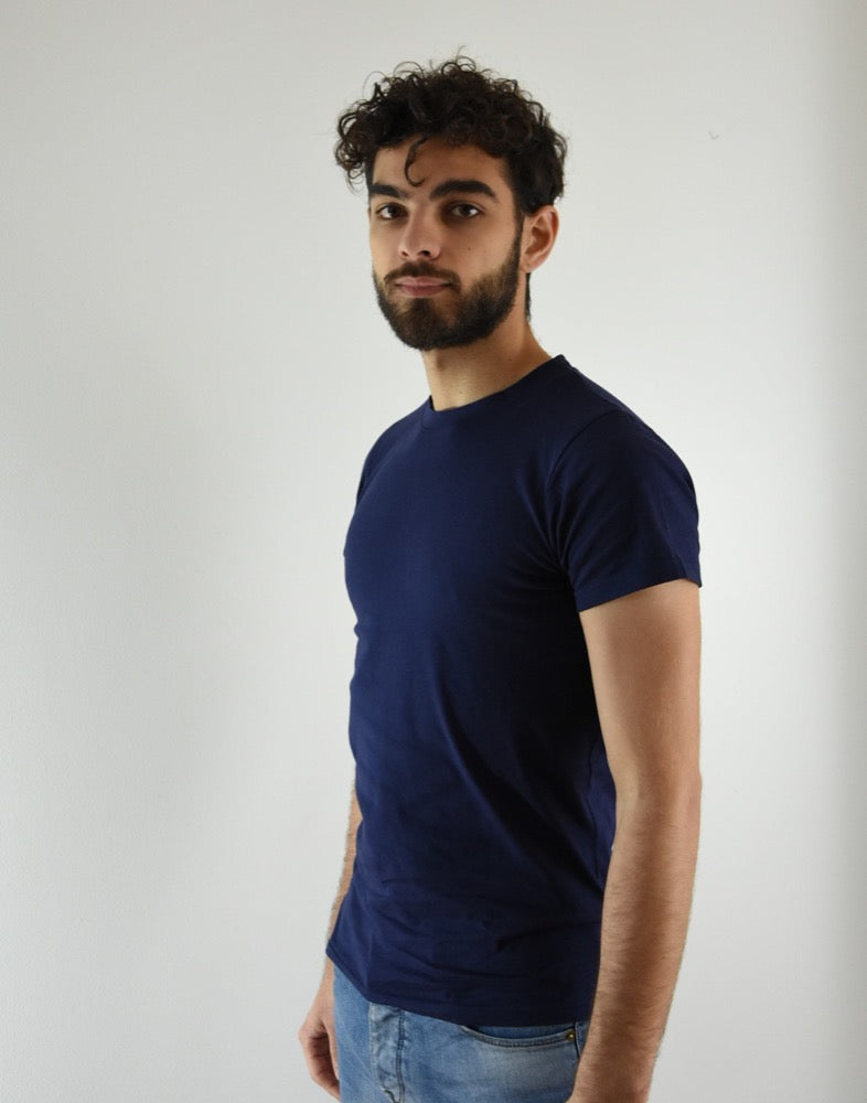 T-shirt en coton bio bleu femme