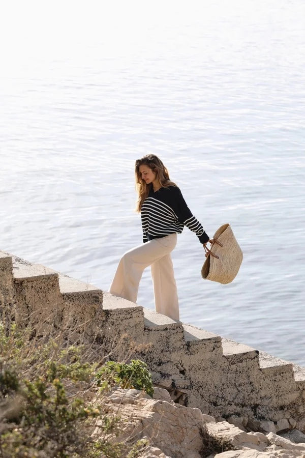 Polo marinière en coton bio et polyester recyclé