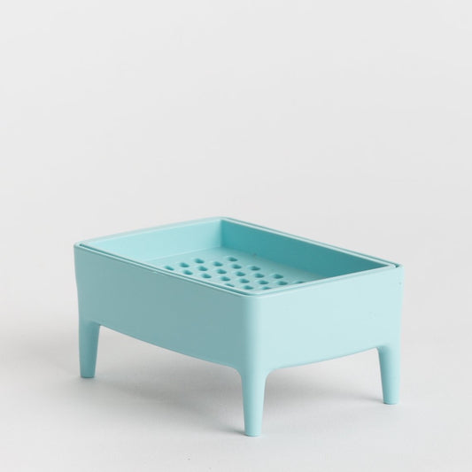 Porte savon en plastique recyclé Foekje Fleur Bleu