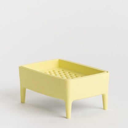 Porte savon râpe en plastique recyclé jaune Foekje Fleur