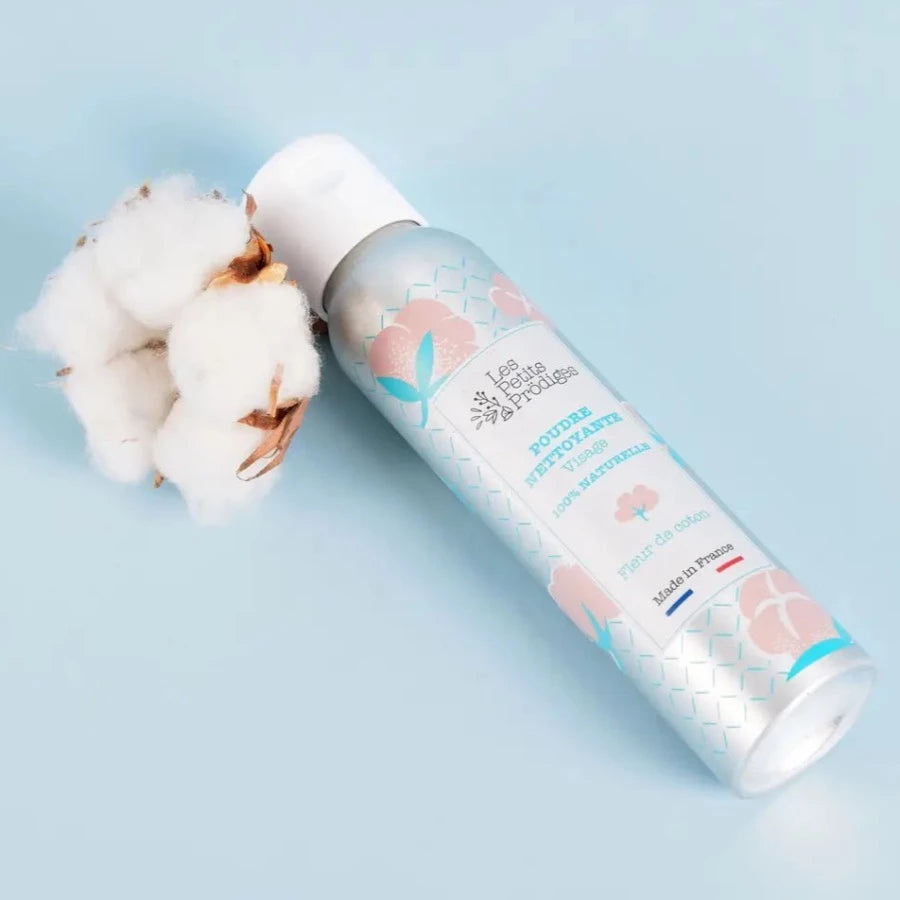 Poudre nettoyante visage à la fleur de coton. Le petits prödiges