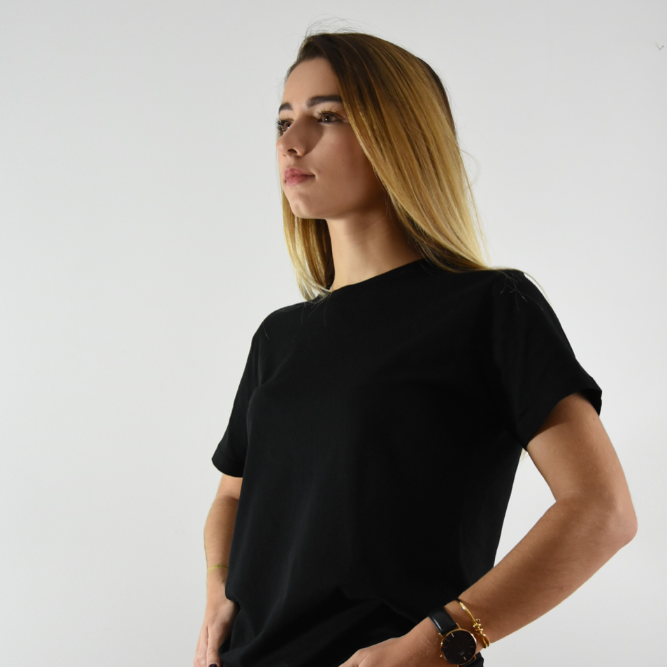 T-shirt femme noir en coton bio Le basiq