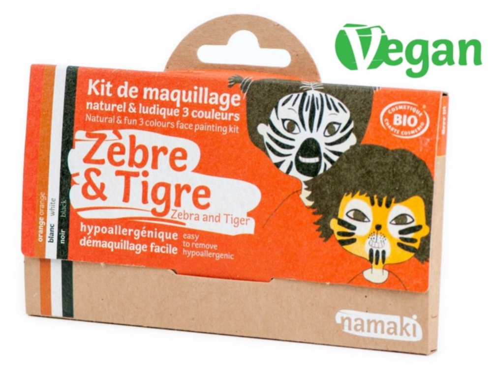 Maquillage déguisement bio et naturel zèbre et tigre