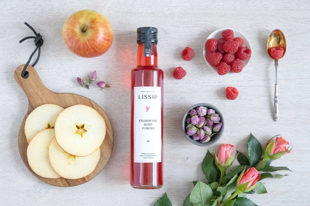 Sirop Lissip framboise, rose, pomme