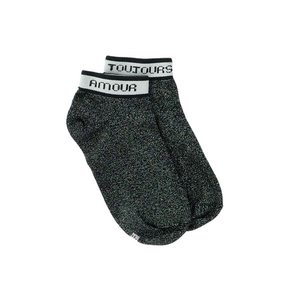 Socquettes Justine l'amour en noir. Marque Maison causettes