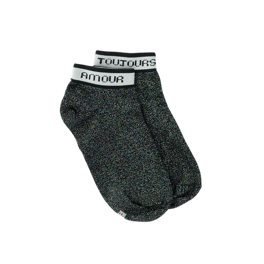 Socquettes Justine l'amour en noir. Marque Maison causettes