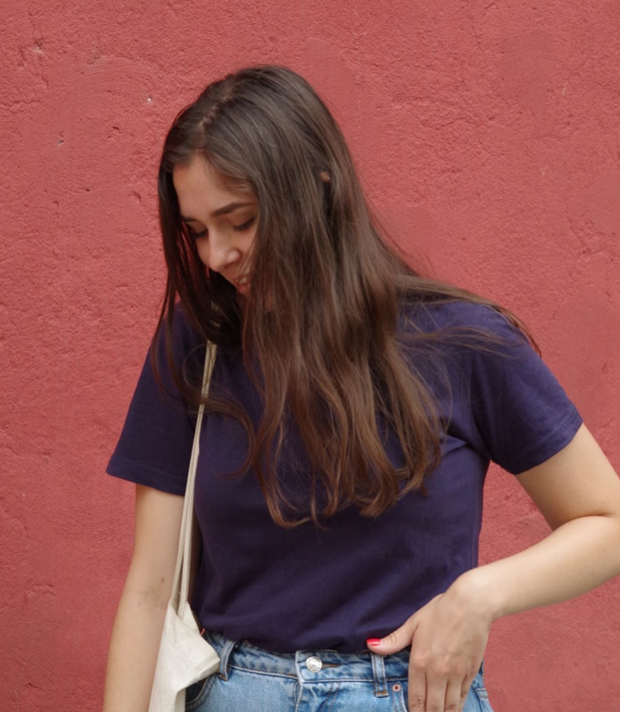 T-shirt en coton bio bleu femme