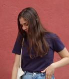 T-shirt en coton bio bleu femme