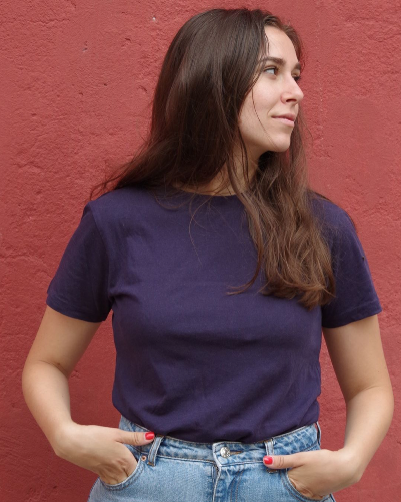 T-shirt en coton bio bleu femme