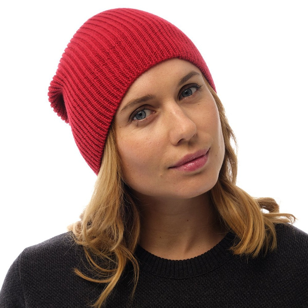 Bonnet 100% laine mérinos rouge