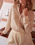 Chemise de pyjama à fleur en coton bio. Marque Hestia