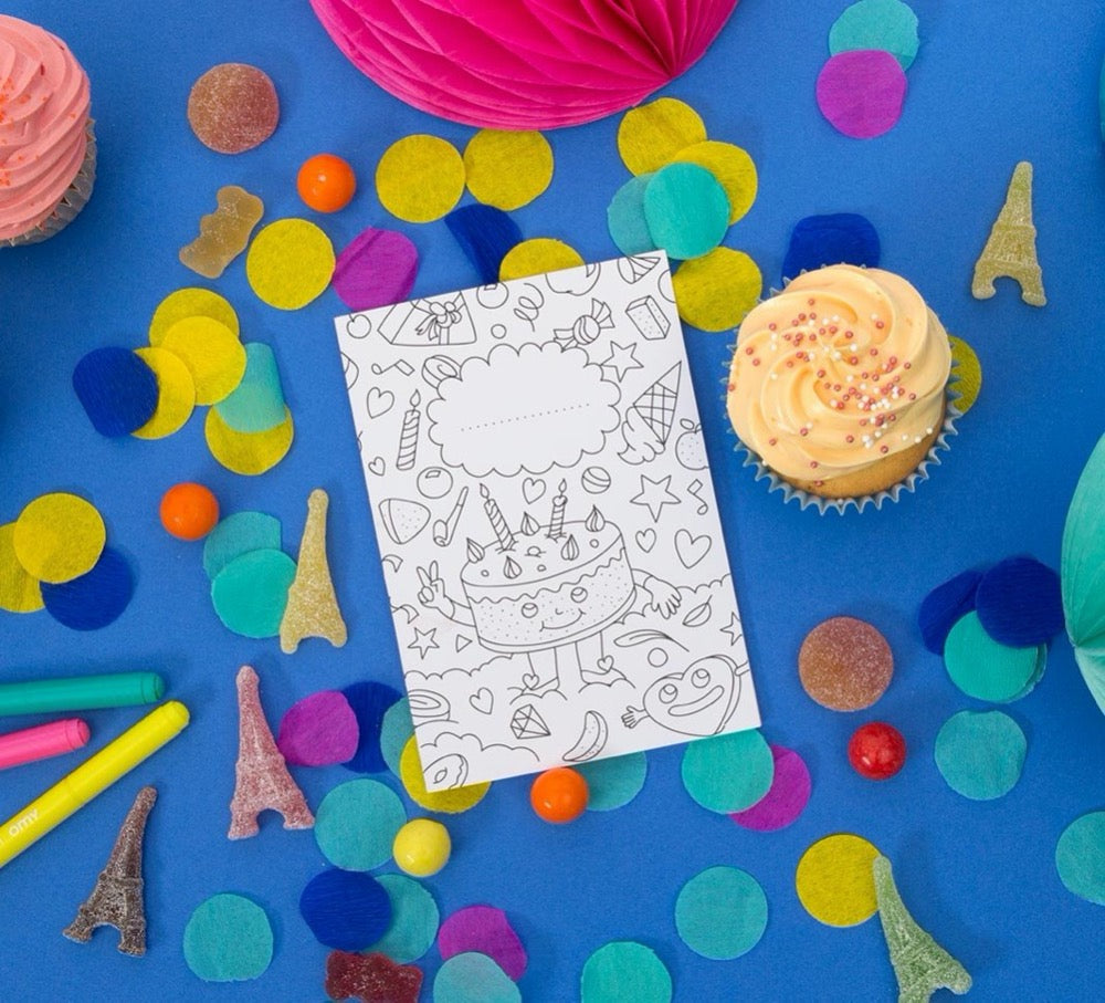 Invitations d'anniversaire à colorier OMY