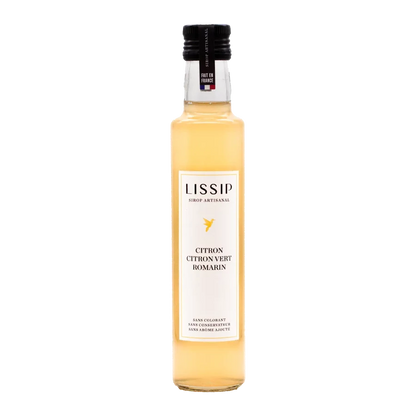 Sirop artisanal citron, citron vert, romarin