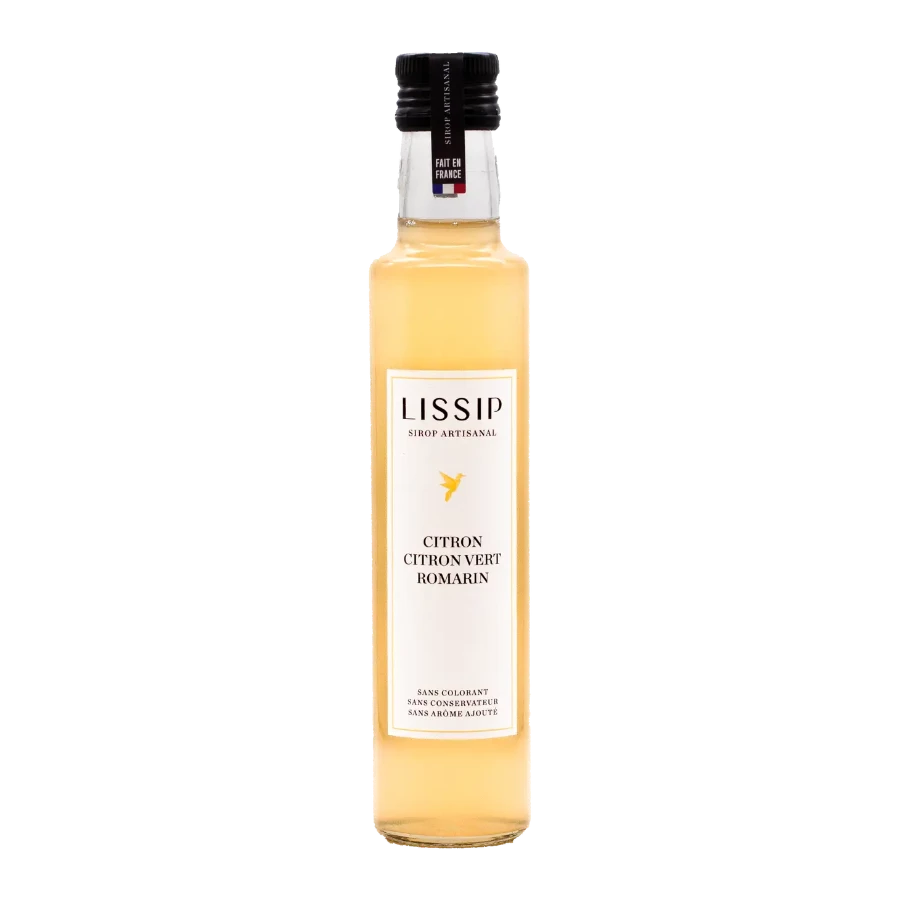 Sirop artisanal citron, citron vert, romarin