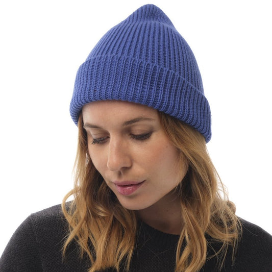 Bonnet 100% laine mérinos bleu roi