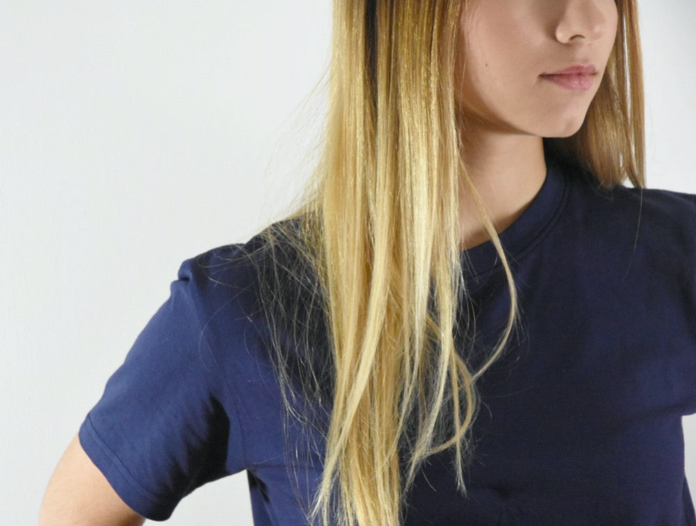 T-shirt en coton bio bleu femme